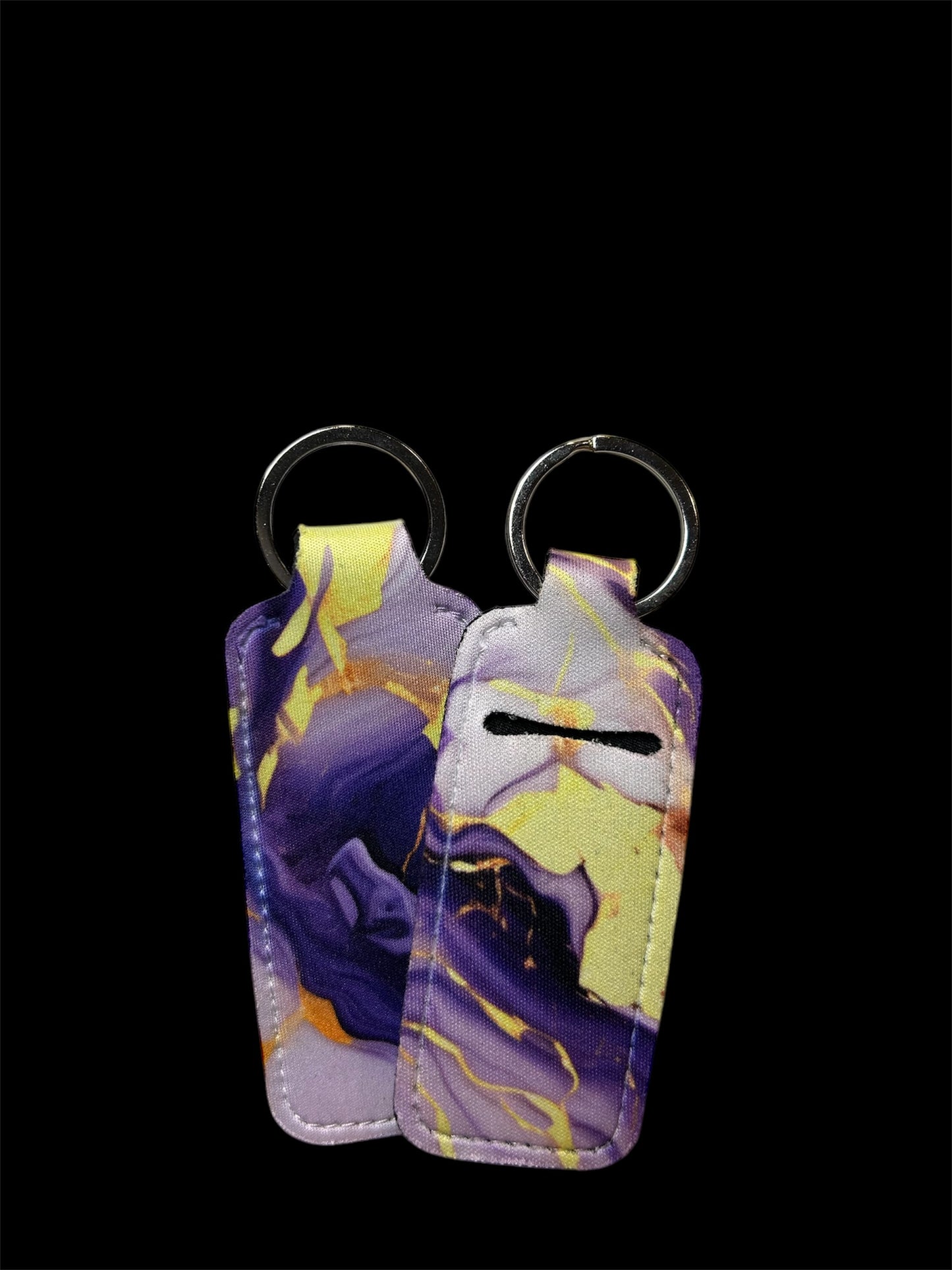 Purple Marble Chapstick Holder Keychain