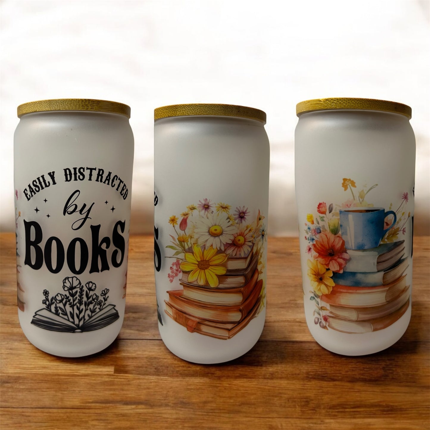 16oz Frosted Tumbler: Distracted By Books