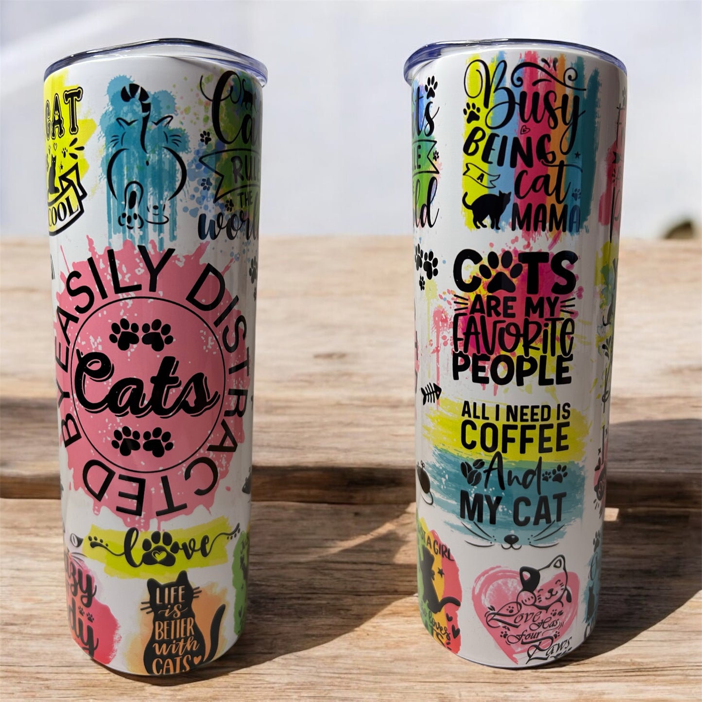 20oz Stainless Steel Tumbler: Love Cats