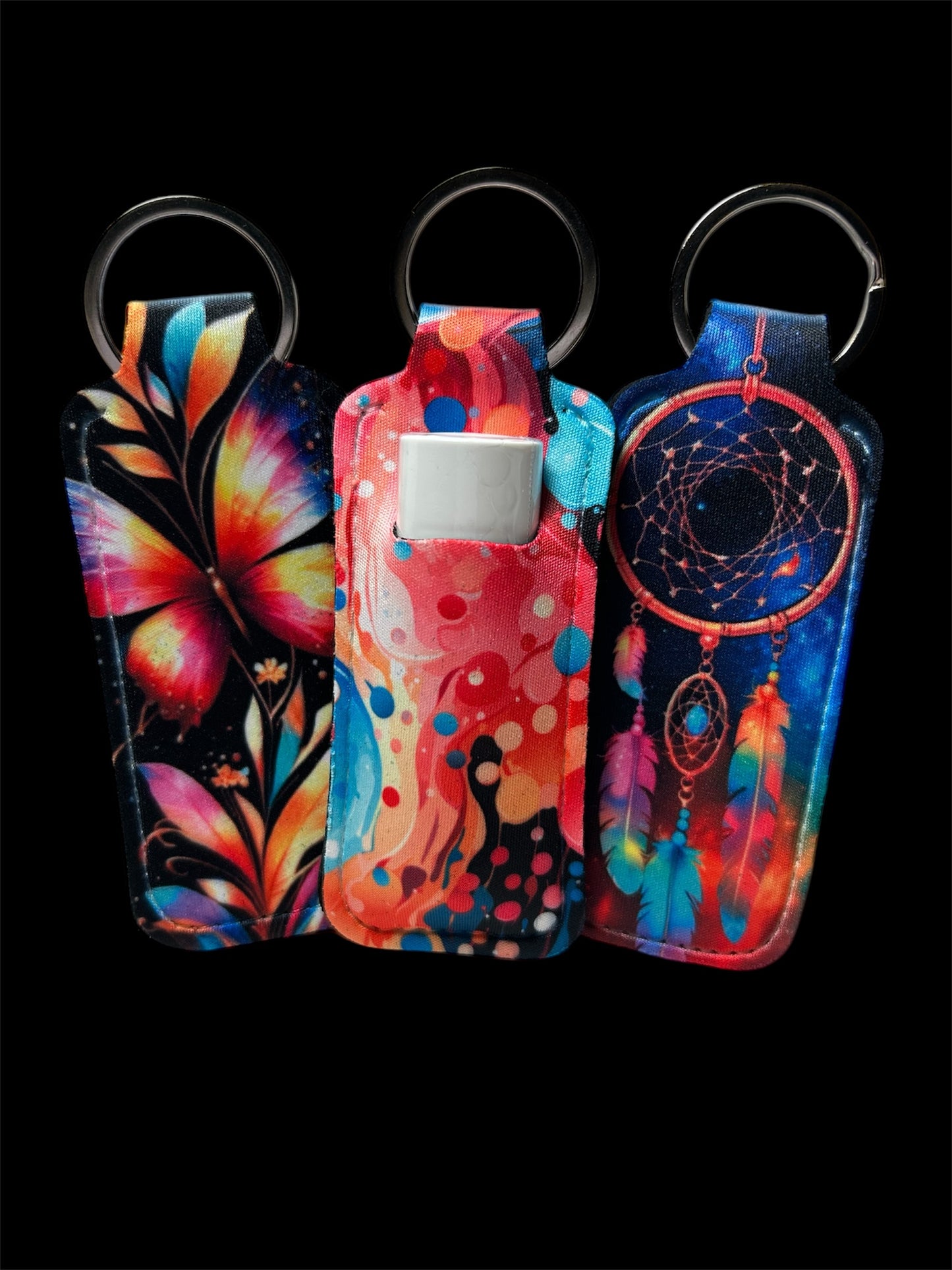 Colorful Designs Chapstick Keychain Set