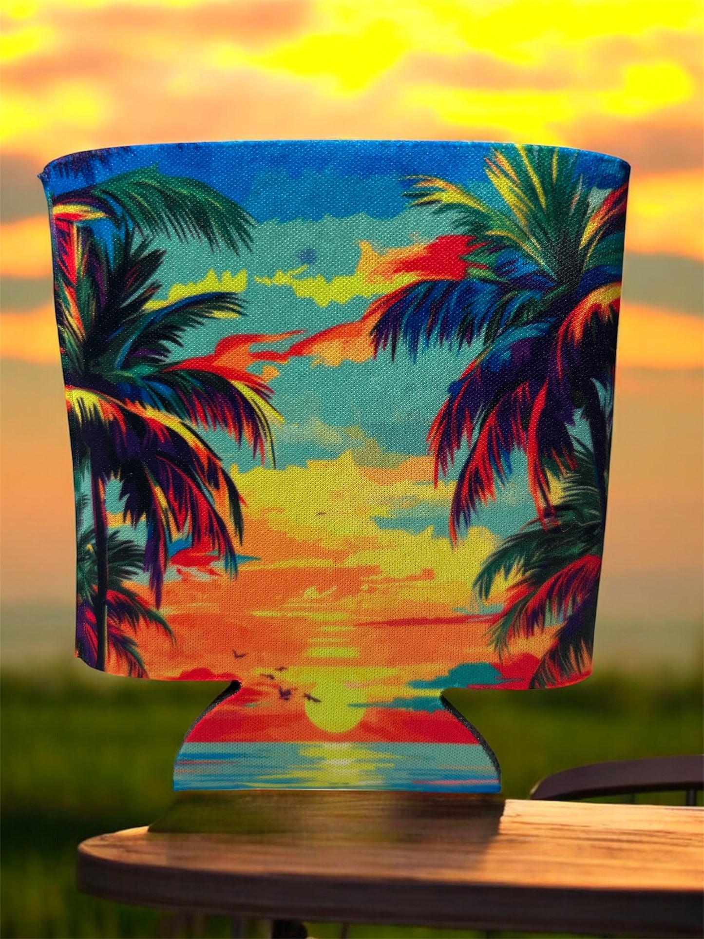 Tropical Blue Sunset Can Koozie