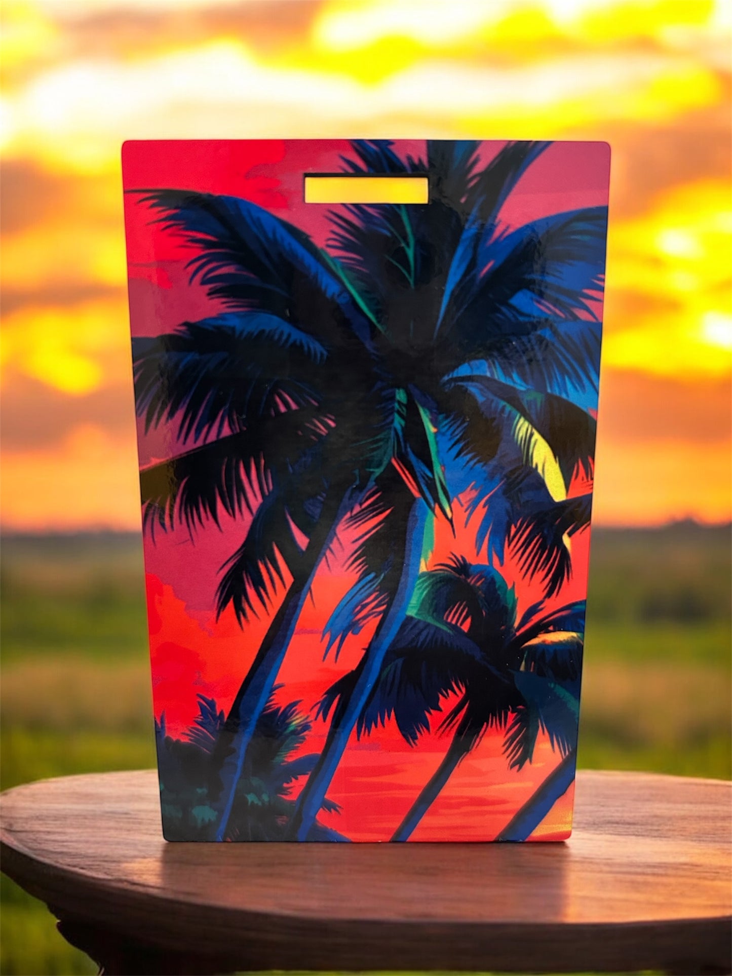 Tropical Palm tree Sunset Luggage Tag