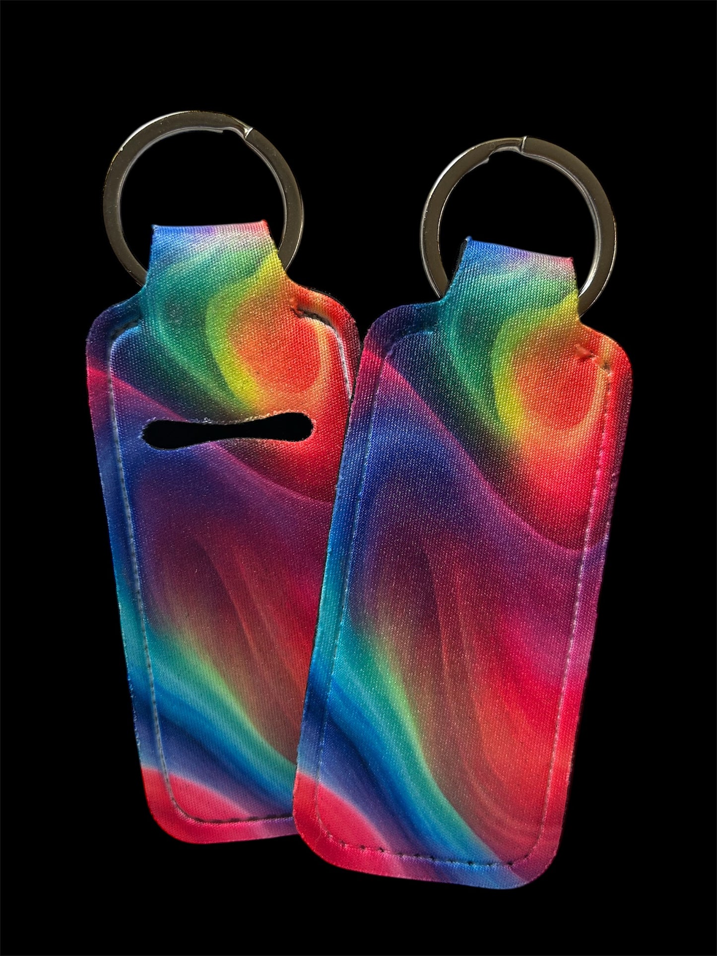 Rainbow Swirl ChapStick keychain