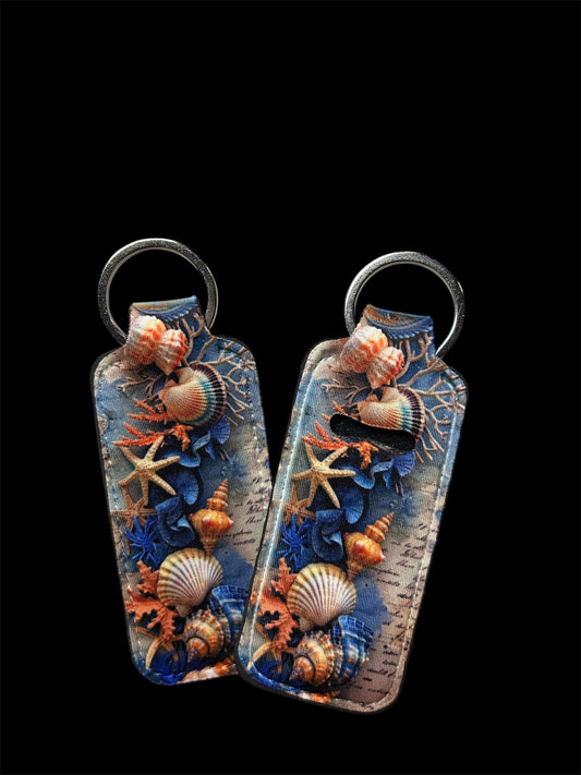 Seashells Chapstick Holder Keychain
