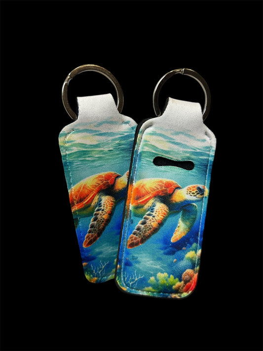Turtle Chapstick Holder Keychain