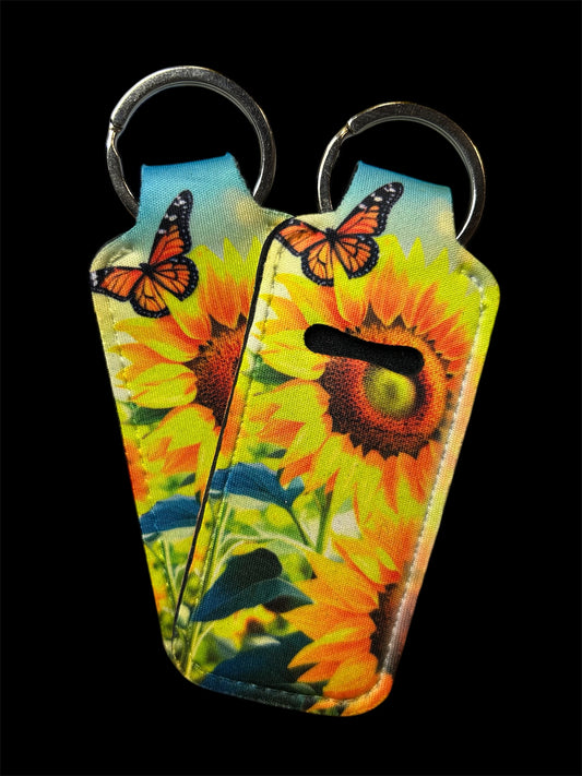 Butterflies and Sunflowers Chapstick Keychain