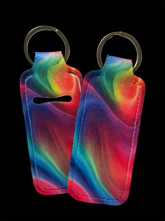 Rainbow Swirl ChapStick keychain